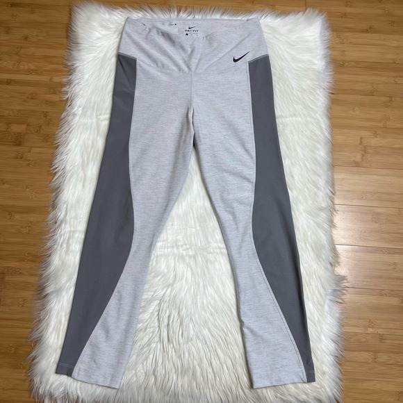 Nike Pants - Nike Dri Fit Gray High Rise Power Tights Cropped Large